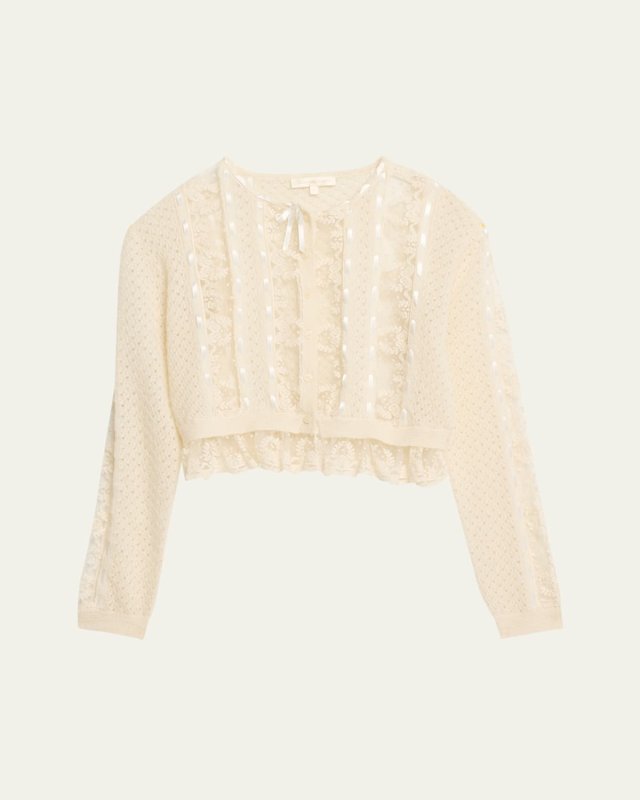 Reneley Lace-Trim Cropped Cardigan